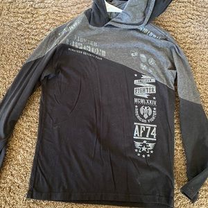 American fighter silver hoodie